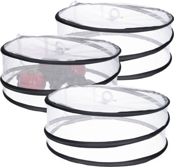 CM Opvouwbare Foodcover - 3x - Rond - 33 x 12 cm - Vliegenkap en Voedselbescherming
