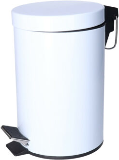 CM Pedaalemmer Shine - wit - 3 liter - metaal - 16 x 24 cm - binnen emmer - toilet/badkamer