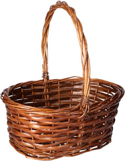 CM Picknickmand met hengsel - mahonie - riet - 27 x 21 x 14 cm - rieten mand