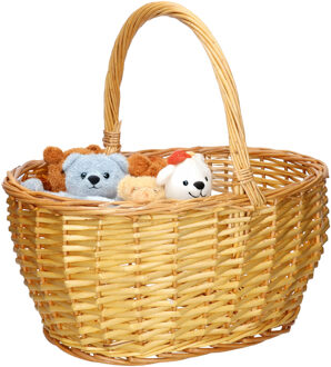 CM Picknickmand met hengsel - naturel - riet - 42 x 31 x 21 cm - rieten mand