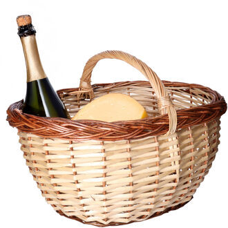 CM Picknickmand met hengsel - naturel - riet - 45 x 33 x 21 cm - rieten mand