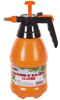CM Plantenspuit met hoge druk sproeier/vernevelaar - kunststof - 1.5 liter - oranje - 30 cm