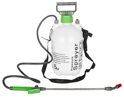 CM Plantenspuit met hoge druk sproeier/vernevelaar - kunststof - 5 liter - 18 x 34 cm - draagriem