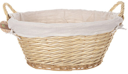 CM Rieten mand met handvaten - beige riet - 58 x 45 x 32 cm - opbergmand