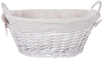 CM Rieten mand met handvaten - wit riet - 58 x 45 x 32 cm - opbergmand