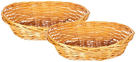 CM Rieten mandje - 2x - bruin - 36 x 26 x 10 cm - ovaal - opbergmand