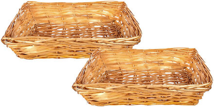 CM Rieten mandje - 2x - bruin - 36 x 26 x 10 cm - rechthoek - opbergmand