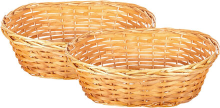 CM Rieten mandje - 2x - bruin - 36 x 26 x 12 cm - ovaal - opbergmand