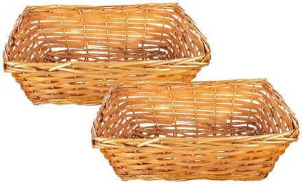 CM Rieten mandje - 2x - bruin - 36 x 26 x 12 cm - rechthoek - opbergmand