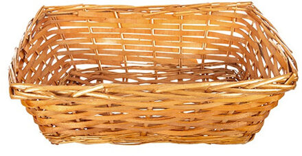 CM Rieten mandje - bruin - 36 x 26 x 12 cm - rechthoek - opbergmand Camel bruin
