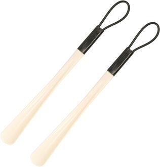 CM Schoenlepel kunststof - 2x - creme wit - 40 cm - Schoen instaphulp - Schoenen accessoires