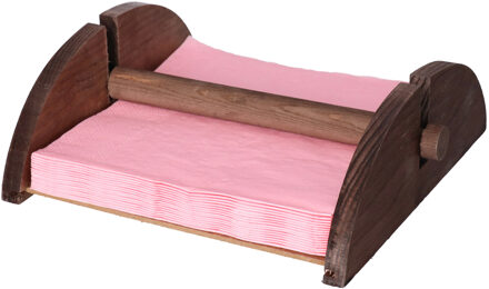 CM Servettenhouder - half rond - hout - Donker bruin - 18 x 19 x 7 cm