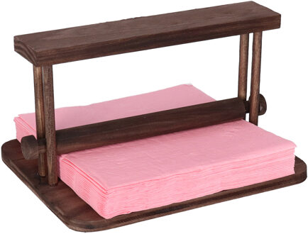 CM Servettenhouder - Rechthoek - hout - donker bruin - 21 x 17 x 12 cm