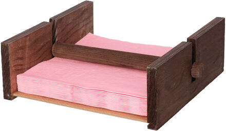 CM Servettenhouder - Vierkant - hout - donkerbruin - 21 x 19 x 7 cm