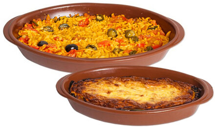 CM Set van 2 Tapas ovenschalen/serveerschalen - ovaal - Spaans terracotta - 32 en 37 cm