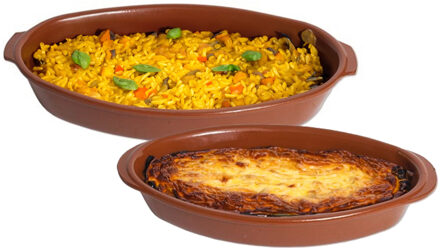 CM Set van 2 Tapas ovenschalen/serveerschalen - ovaal - Spaans terracotta - 32 en 44 cm