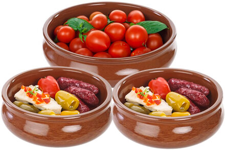CM Set van 3 Tapas ovenschalen/serveerschalen - 2x 18 cm en 1x 24 cm - rond - Spaans terracotta