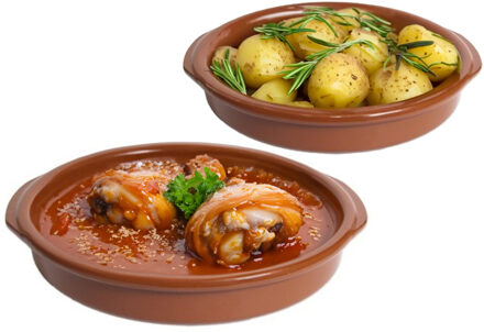 CM Tapas serveerschalen/ovenschalen set van 2x - D24 en D34 cm - rond - Spaans terracotta
