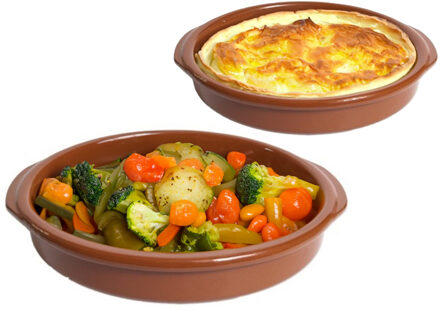 CM Tapas serveerschalen/ovenschalen set van 2x - D28 en D38 cm - rond - Spaans terracotta
