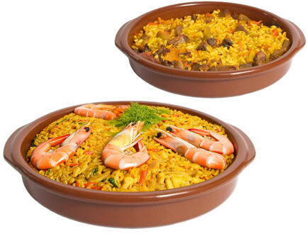 CM Tapas serveerschalen/ovenschalen set van 2x - D30 en D42 cm - rond - Spaans terracotta