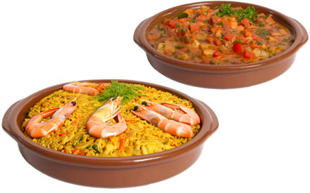 CM Tapas serveerschalen/ovenschalen set van 2x - D32 en D42 cm - rond - Spaans terracotta