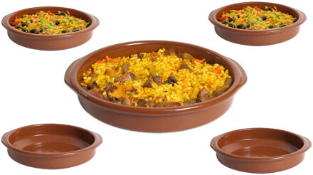 CM Tapas serveerschalen set - 1x D30 cm en 6x D16 cm - rond - Spaans terracotta ovenschaaltjes