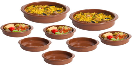 CM Tapas serveerschalen set - 2x D20 cm en 6x D12 cm - rond - Spaans terracotta ovenschaaltjes