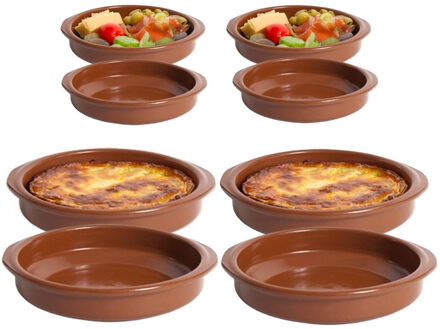 CM Tapas serveerschalen set - 4x D12 cm en 4x D18 cm - rond - Spaans terracotta ovenschaaltjes