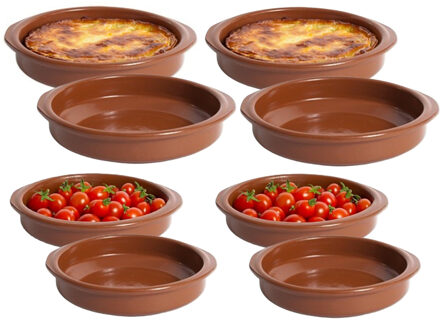 CM Tapas serveerschalen set - 4x D18 cm en 4x D15 cm - rond - Spaans terracotta ovenschaaltjes