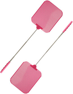 CM Vliegenmepper compact - 2x - uitschuifbaar - 35/77 cm - roze