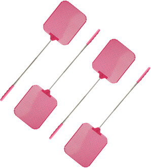 CM Vliegenmepper compact - 4x - uitschuifbaar - 35/77 cm - roze