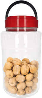 CM Voedsel opslag container - kunststof - 4 liter - afsluitdop en hengsel - transparant/rood