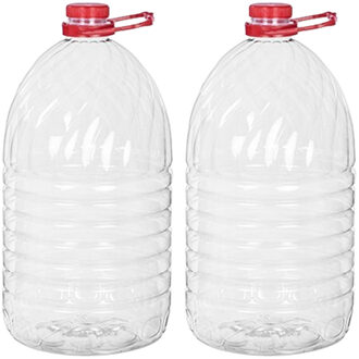 CM Watercontainer/jerrycan - 2x - 5 Liter - Kunststof - transparant - 15 x 32 cm