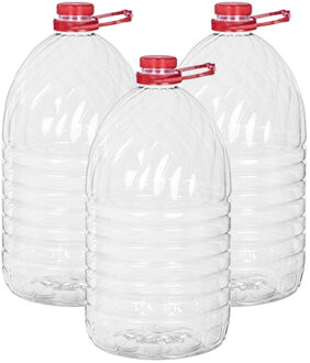 CM Watercontainer/jerrycan - 3x - 5 Liter - Kunststof - transparant - 15 x 32 cm