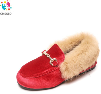 CMSOLO Boys Girls Velvet Loafer Best Sell New 2021 Winter Warm Kids Fur Shoes Size 21-37 Flat (Choose According To Foot Length)