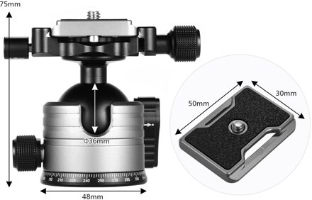 Cnc Dual Panoramisch Balhoofd Lage Zwaartepunt Enkel U Notch Met 1/4 Inch Schroef Mount Voor Dslr ildc Camera Statieven FB-36 Max.Load 20kg