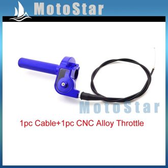CNC Legering Blauw 1/4 Turn Twist Throttle + Kabel Handvat Montage voor TTR KX XR CRF Dirt Pit Bike Motorfiets Motocross 50cc-250cc