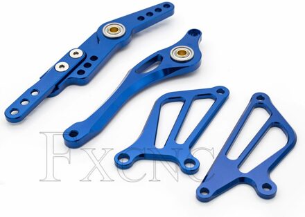 Cnc Verstelbare Aluminium Motorcycle Achteren Geplaatste Voetsteun Rem Versnellingspook Shifter Lever + Wing Voor Yamaha Yzf R1 2007 Blauw