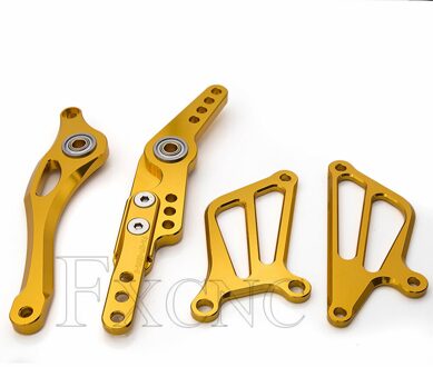 Cnc Verstelbare Aluminium Motorcycle Achteren Geplaatste Voetsteun Rem Versnellingspook Shifter Lever + Wing Voor Yamaha Yzf R1 2007 Goud