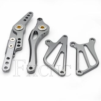 Cnc Verstelbare Aluminium Motorcycle Achteren Geplaatste Voetsteun Rem Versnellingspook Shifter Lever + Wing Voor Yamaha Yzf R1 2007 grijs