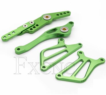 Cnc Verstelbare Aluminium Motorcycle Achteren Geplaatste Voetsteun Rem Versnellingspook Shifter Lever + Wing Voor Yamaha Yzf R1 2007 groen