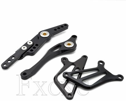 Cnc Verstelbare Aluminium Motorcycle Achteren Geplaatste Voetsteun Rem Versnellingspook Shifter Lever + Wing Voor Yamaha Yzf R1 2007 zwart