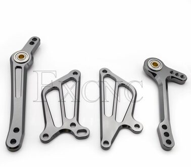 CNC Verstelbare Aluminium Motorcycle Achteren Geplaatste Voetsteun Rem Versnellingspook Shifter Lever + Wing Voor Yamaha YZF R125 - grijs