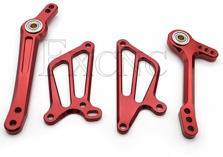 CNC Verstelbare Aluminium Motorcycle Achteren Geplaatste Voetsteun Rem Versnellingspook Shifter Lever + Wing Voor Yamaha YZF R125 - Rood