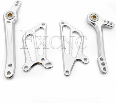 CNC Verstelbare Aluminium Motorcycle Achteren Geplaatste Voetsteun Rem Versnellingspook Shifter Lever + Wing Voor Yamaha YZF R125 - zilver