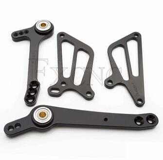 CNC Verstelbare Aluminium Motorcycle Achteren Geplaatste Voetsteun Rem Versnellingspook Shifter Lever + Wing Voor Yamaha YZF R125 - zwart