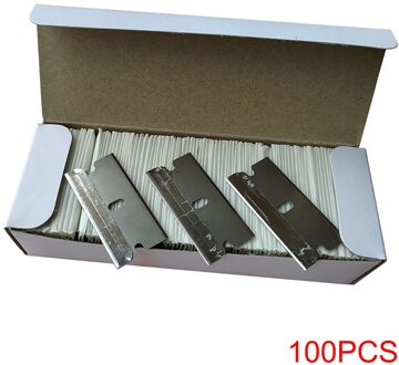 Cngzsy 100Pcs Scheermesjes Veiligheid Schraper Lijm Mes Glas Schoner Vervanging Carbon Staal Blade Keramische Auto Labels Remover E13 100stk metal