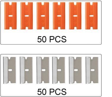 Cngzsy 100Pcs Scheermesjes Veiligheid Schraper Lijm Mes Glas Schoner Vervanging Carbon Staal Blade Keramische Auto Labels Remover E13 50 paars 50 metal