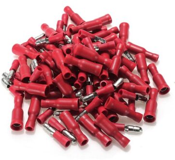 Cnim 100x Kabelschoenen Ronde Sockets + Ronde Connector Crimp Set Rood