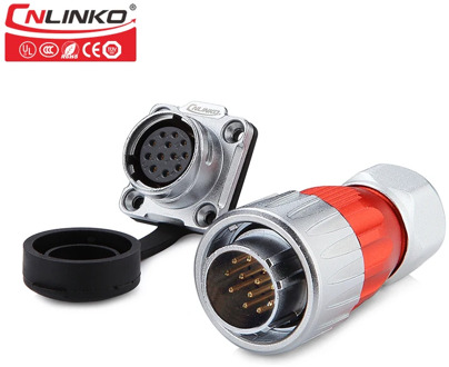 CNLINKO 12 Pin Waterproof Industrial Connector Heavy Duty Compatible Military Standard Pin Socket Signal Connector With Dust Cap